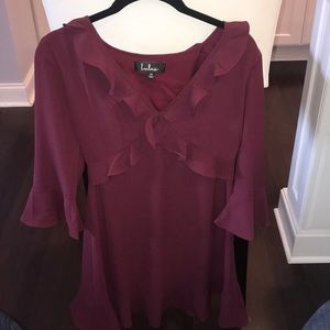 LULUS maroon ruffle dress